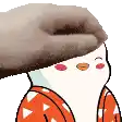 a cartoon chicken wearing a kimono and a hat with a donut on its head .