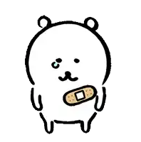 a cartoon bear with a bandage on its chest .