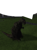 a computer generated image of a dinosaur in a grassy field