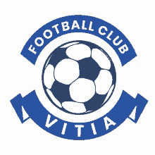 the logo for the football club vitia has a soccer ball in the center