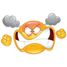 an angry smiley face with smoke coming out of its ears and mouth .