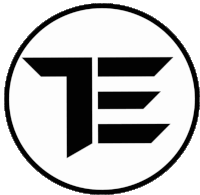 a black and white logo with the letter e inside of a circle