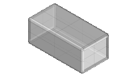 an isometric drawing of a rectangular container with a curved corner