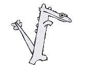 a black and white drawing of a lizard with a long neck and arms .