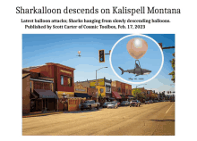 sharkballoon descends on kalispell montana latest balloon attacks sharks hanging from slowly descending balloons