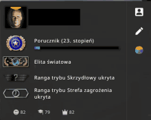 a screenshot of a person 's profile with a badge that says ' porucznik ' on it