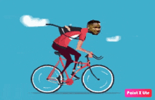 a pixel art of a man riding a bike