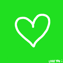 a white heart drawn on a green background with the words love you