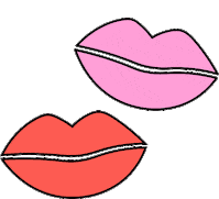 a drawing of two lips with pink and red lipstick on them