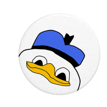 a button with donald duck on it