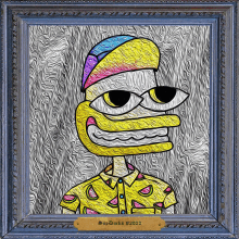 a framed painting of a cartoon character with the year 2022 on it