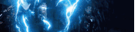 a group of people standing in a dark room with lightning coming from the sky .