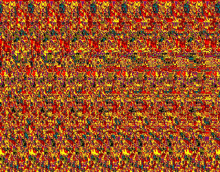 a colorful optical illusion with a red , yellow , and green pattern