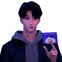 a man is holding a card that says save the date on it