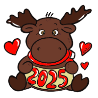 a moose holding a sign that says 2025 on it