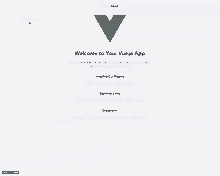 a welcome to your vue.js app page is displayed on a computer screen