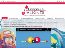 a website called concours alkindi shows a video of a man in a space suit