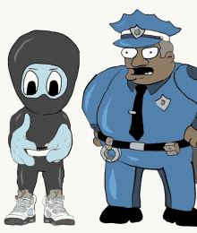 a cartoon of a police officer and a ninja standing next to each other