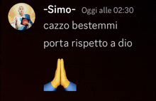 a picture of a man holding a bible with the words -sim- oggi alle 02:30