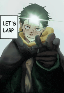 a drawing of a person with the words let 's larp at the bottom