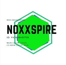 a logo for noxx headquarters has a green hexagon in the middle