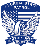 a georgia state patrol motor unit logo with a tire and wings