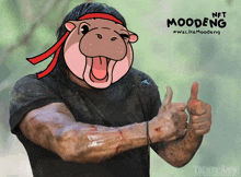 a cartoon of a hippo giving a thumbs up