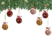 christmas ornaments hanging from a christmas tree branch