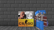 a cs go logo with a picture of a man holding a gun