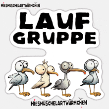 a sticker with seagulls on it that says " lauf gruppe "