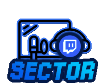 a blue and white logo for sector with a twitch logo