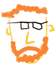 a drawing of a man 's face with glasses and an orange beard