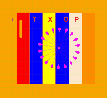 a colorful graphic with the letters t x o p written on it