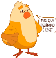 a cartoon bird with glasses says mas que desanimo e esse