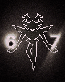 a drawing of a person with the number 6 and 7