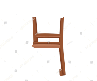 a cartoon illustration of a wooden chair with its back down on a white background .