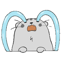 a cartoon of a cat with tears coming out of its eyes