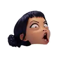 a cartoon character making a funny face with her mouth wide open