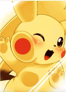 a close up of a pikachu looking through a glass