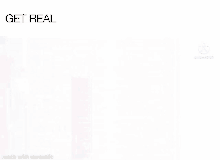 a white background with the words `` get real '' written in black .