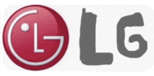 an lg logo with a red circle and a white letter l