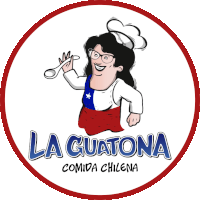 a logo for la guatona comida chilena shows a cartoon woman holding a spoon