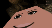 a close up of a person 's face in a video game with roomkey written on the bottom right