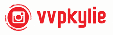 a red logo for vypkylie with an instagram logo