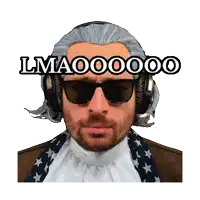 a man wearing sunglasses and headphones with the words lmao00000 written above him