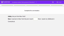 a screenshot of a vocabulary practice giving personal information 2