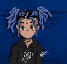 a drawing of a person with dreadlocks and a black hoodie