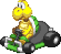 a pixel art drawing of a turtle driving a green car