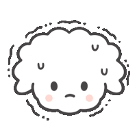 a cartoon drawing of a sheep 's face with sweat coming out of it