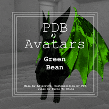 a poster for pdb avatars green bean with a dragon